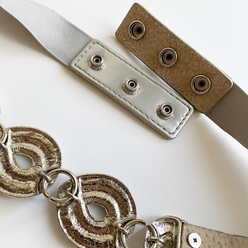 Vintage Gray Elastic Belt With Rhinestones - Picture 6 of 9